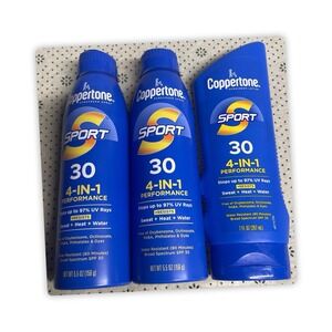Coppertone 4-In-1 Performance Sunscreen Spray & Lotion, 3 Items